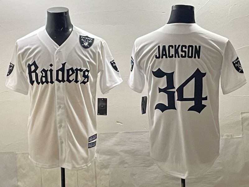 Men 2025 Oakland Raiders #34 Jackson white 6th generation Joint Name Nike Limited NFL Jersey style 08->oakland raiders->NFL Jersey